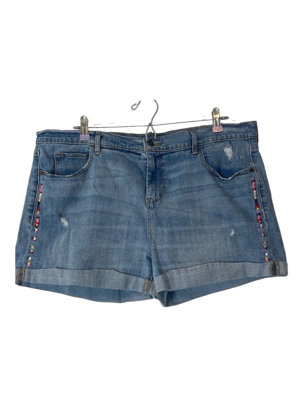 Old Navy Boyfriend Embroidered Cuffed Denim Shorts Size 16